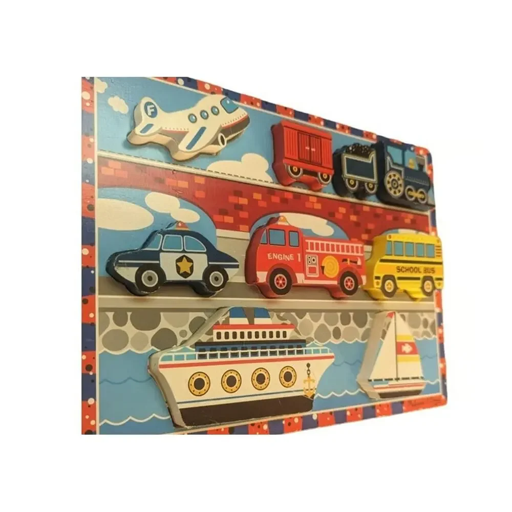 Melissa & Doug 9 Piece Vehicles Colorful Wooden Chunky Puzzle
